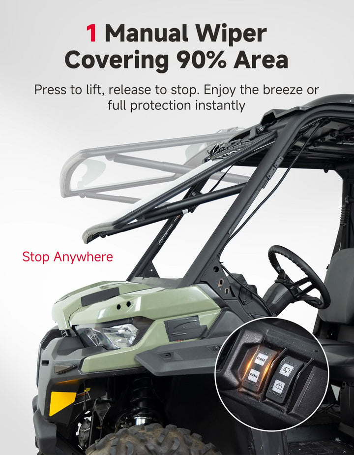 Power Flip Glass Windshield Fits Can-Am Defender