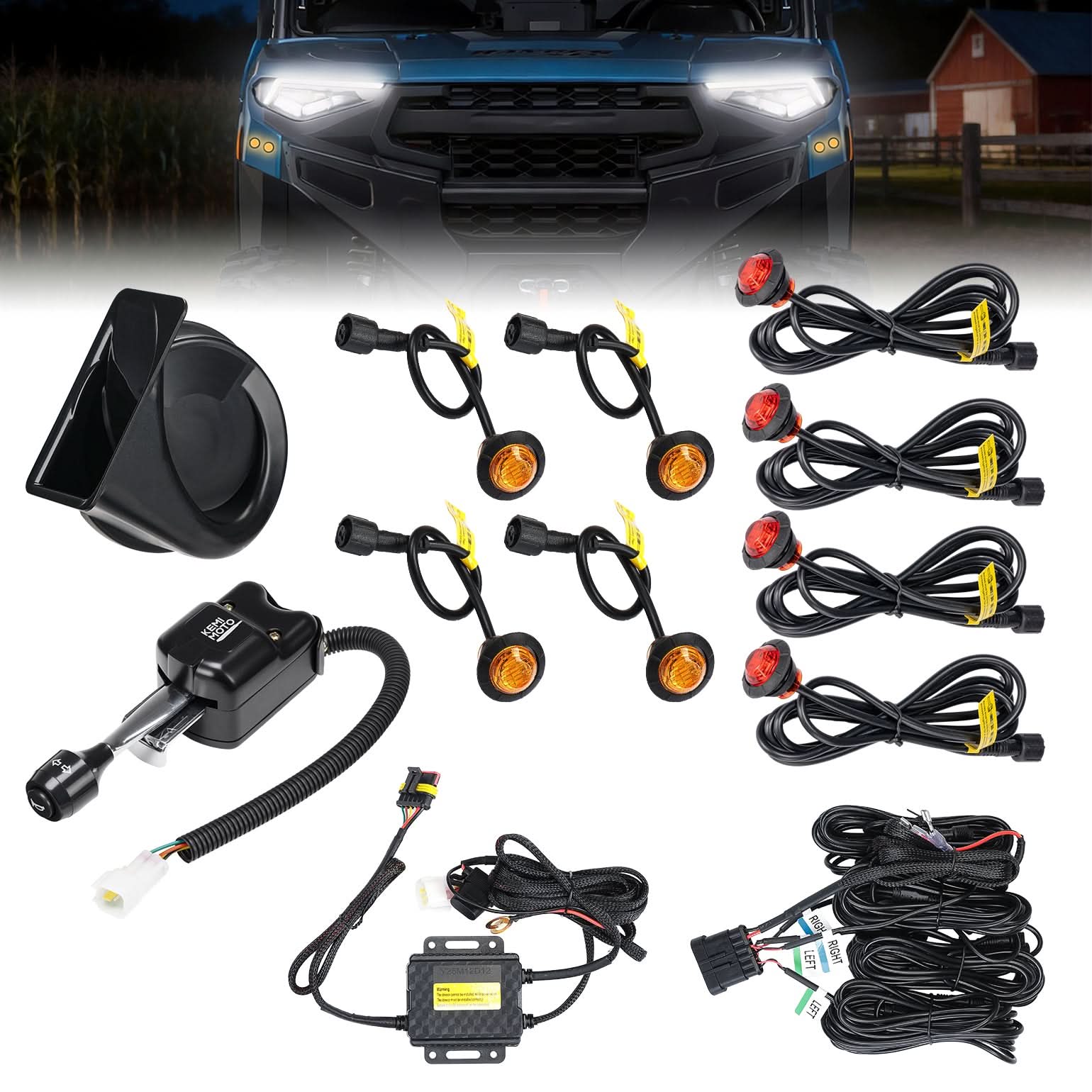 UTV/ATV Universal Turn Signal Kit with Horn & Hazard Lights – Kemimoto