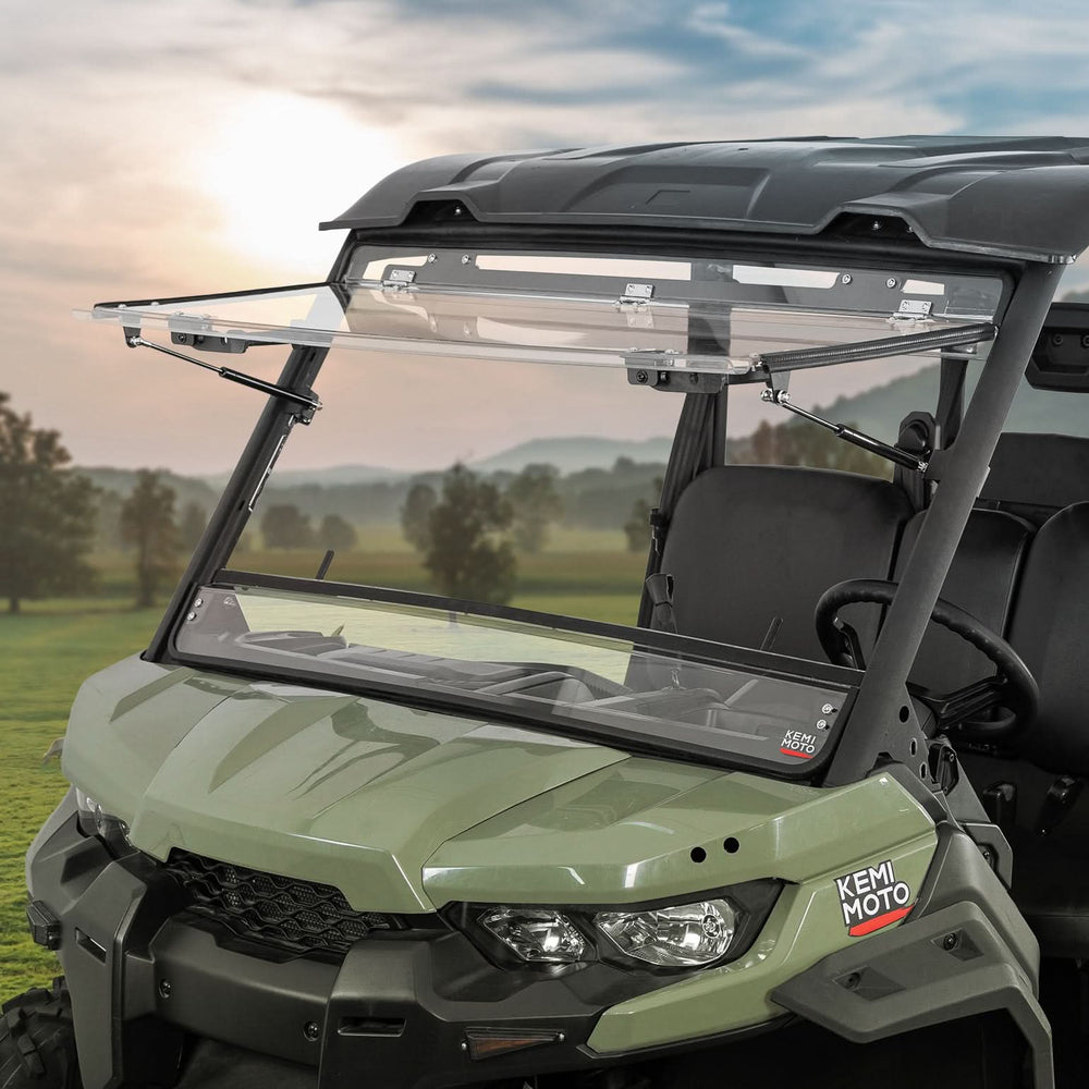 3-in-1 Flip Scratch-Resistant Windshield for Can-Am Defender & Defender Max HD5/HD8/HD10 - Kemimoto