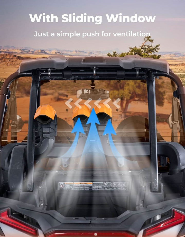 Tinted Rear Windshield with Vented Window for Polaris RZR XP 1000 & XP4 1000 (2014–2023) - Kemimoto