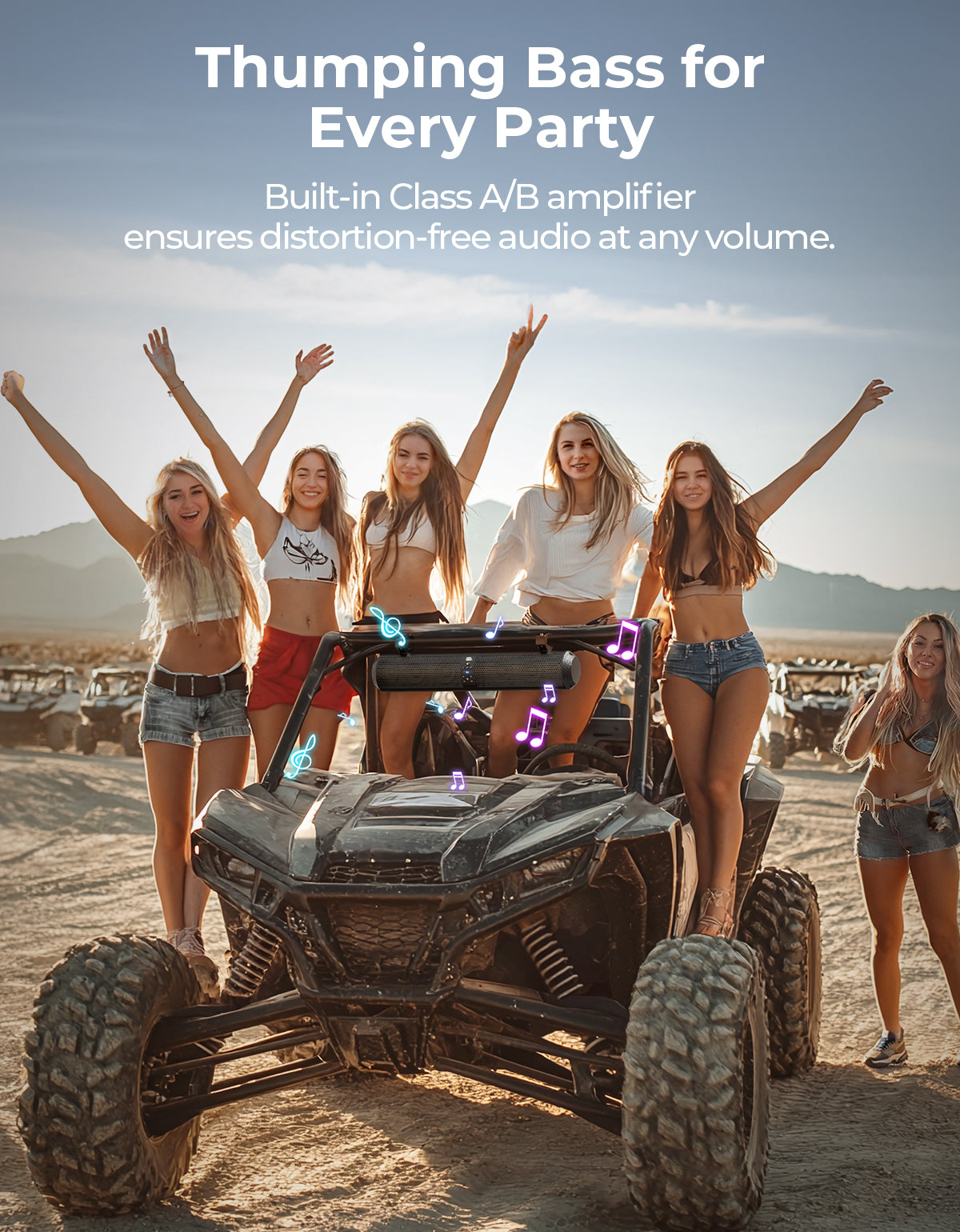 6 Speaker UTV Bluetooth Sound Bar for Can Am Maverick X3/ RZR w/ 1.56