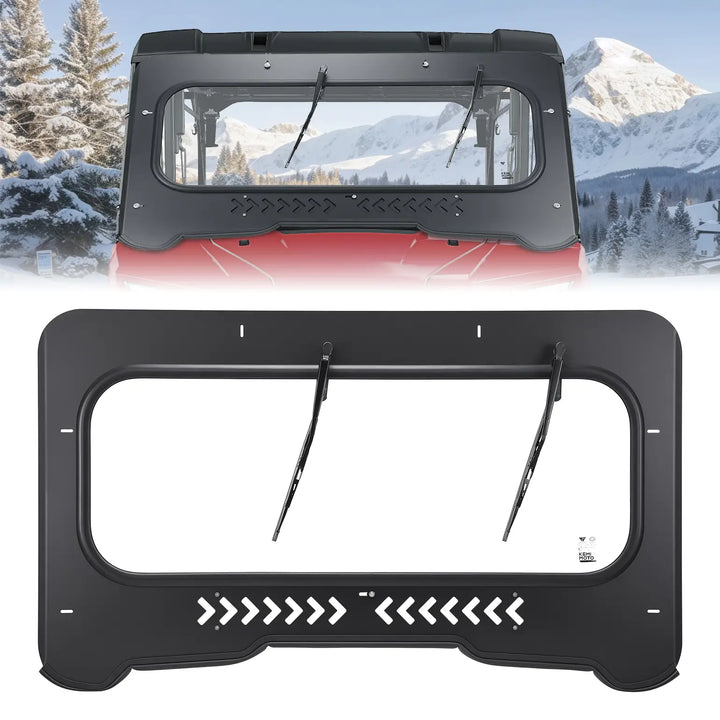 7mm Glass Front Windshield With Manual Vent & Dual Wiper For Honda Pioneer 1000