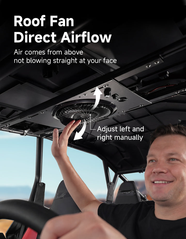 Single Overhead Fan for UTV with 37-53 inch Roof Width for Polaris Can-Am - Kemimoto