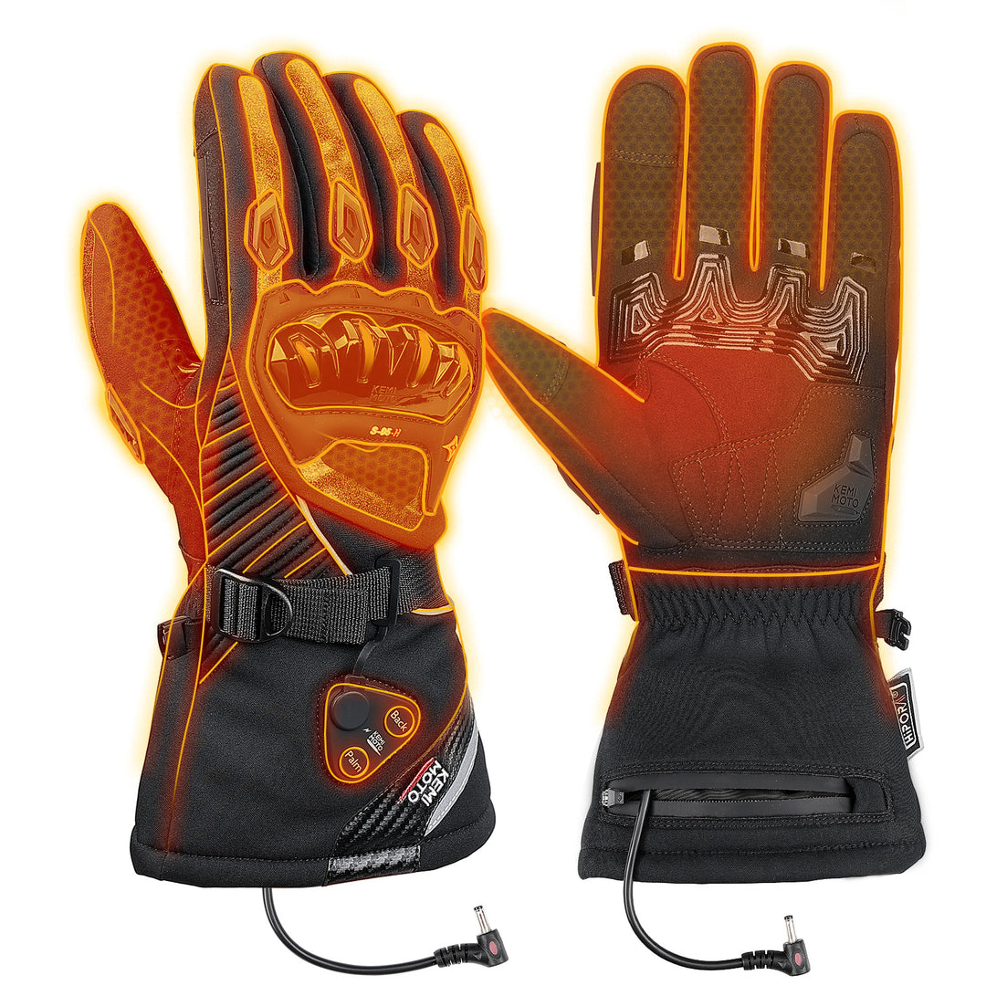 Heated Winter Motorcycle Riding Gloves  Gear with Magnetic Quick-Release Power Cable