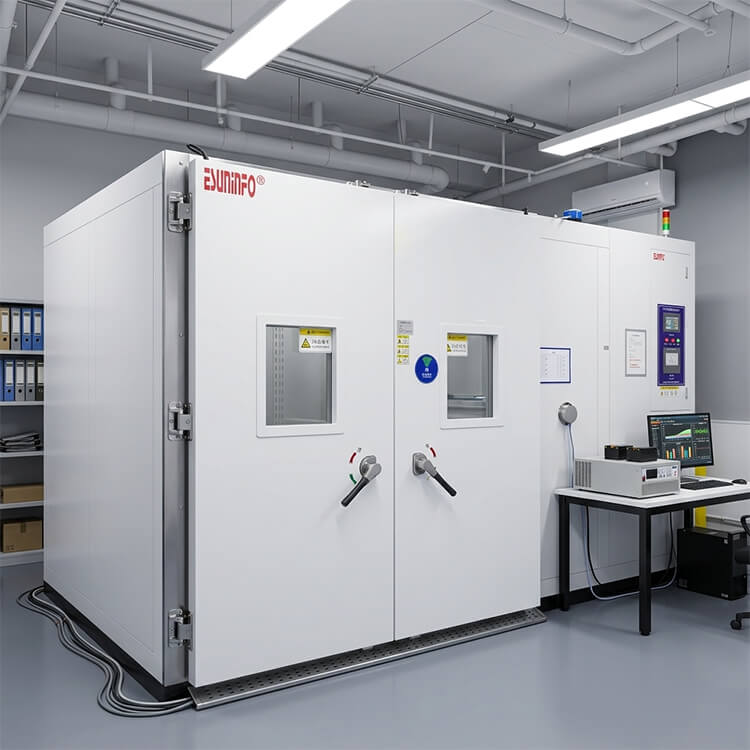 Environmental stress testing for premium UTV parts inside a massive walk-in chamber, validating resistance to extreme thermal and humidity cycles.