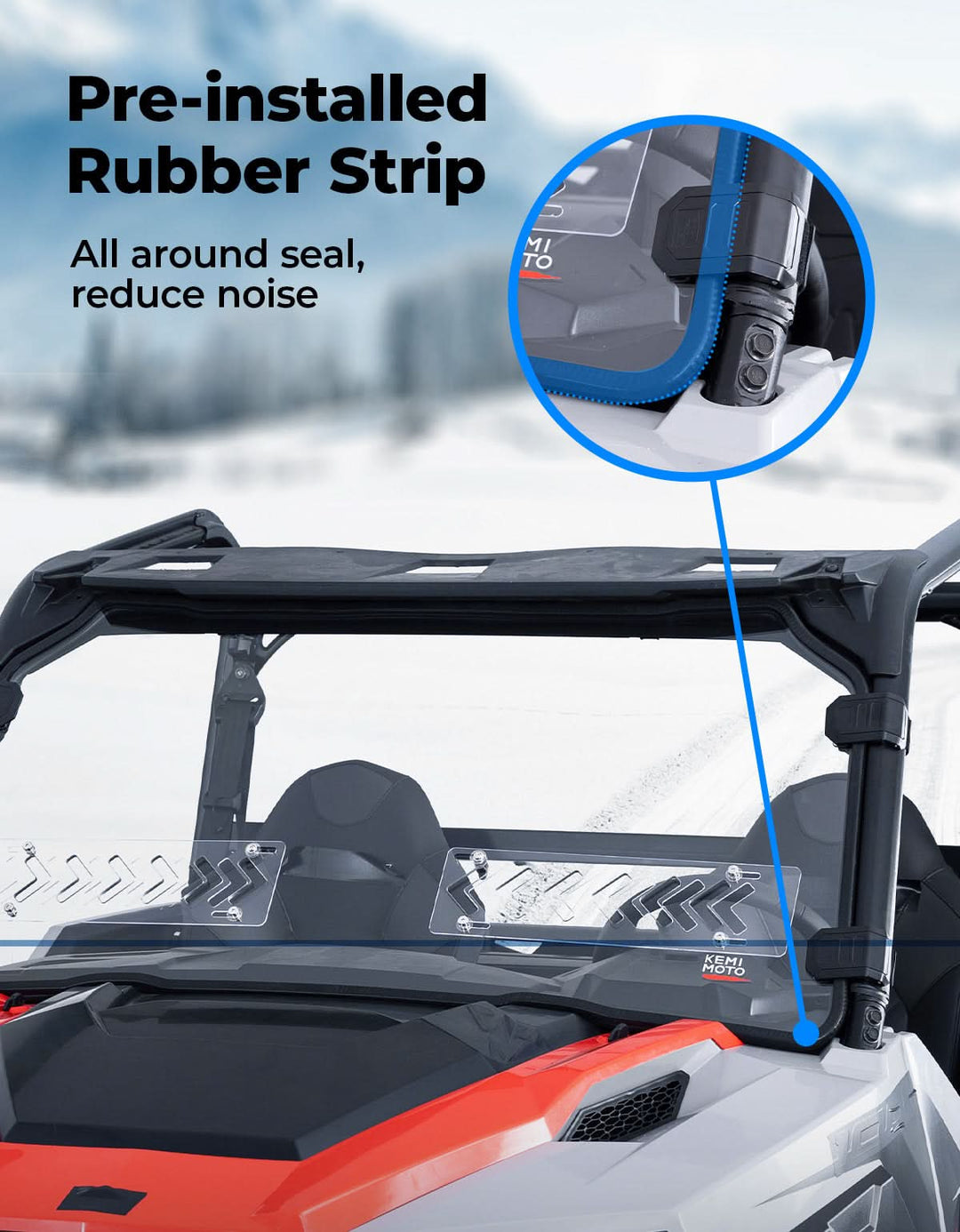 UTV 2-IN-1 Front Vented Windshield Compatible with Polaris General 1000, XP 1000, 4 1000 - Kemimoto