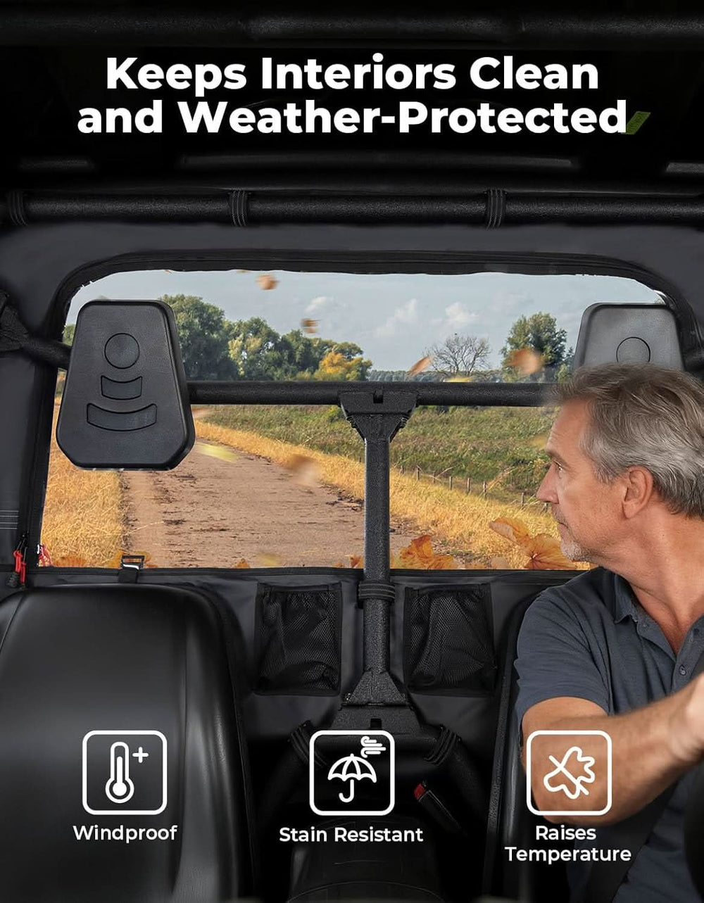 UTV Soft Rear Windshield for Hisun 500/700, Massimo MSU500/700 & Cub Cadet 500/700 - Kemimoto