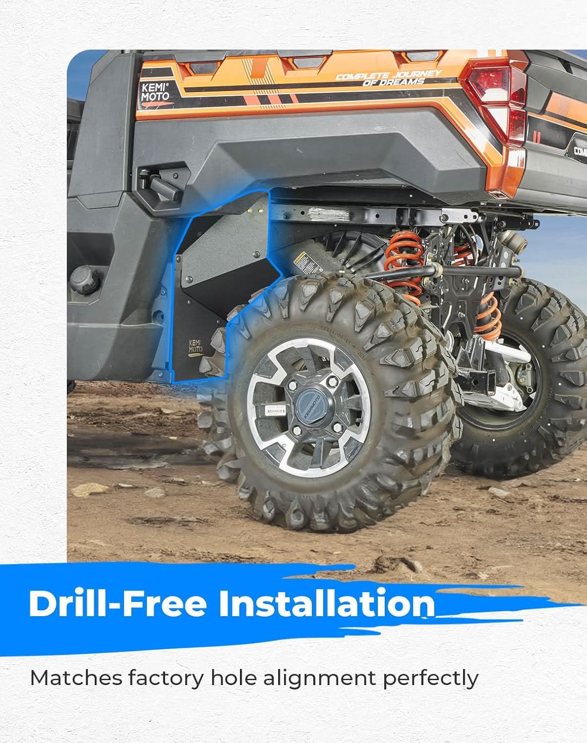 Fender Flares for Polaris Ranger XP 1000 / Crew (2017-2025) 1 Pair - Kemimoto