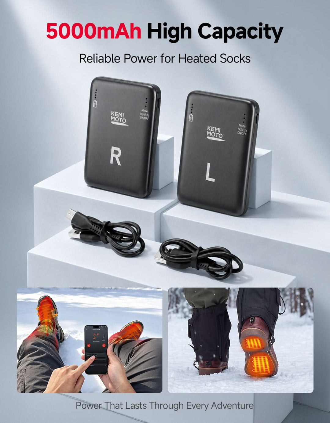 Battery for heated socks