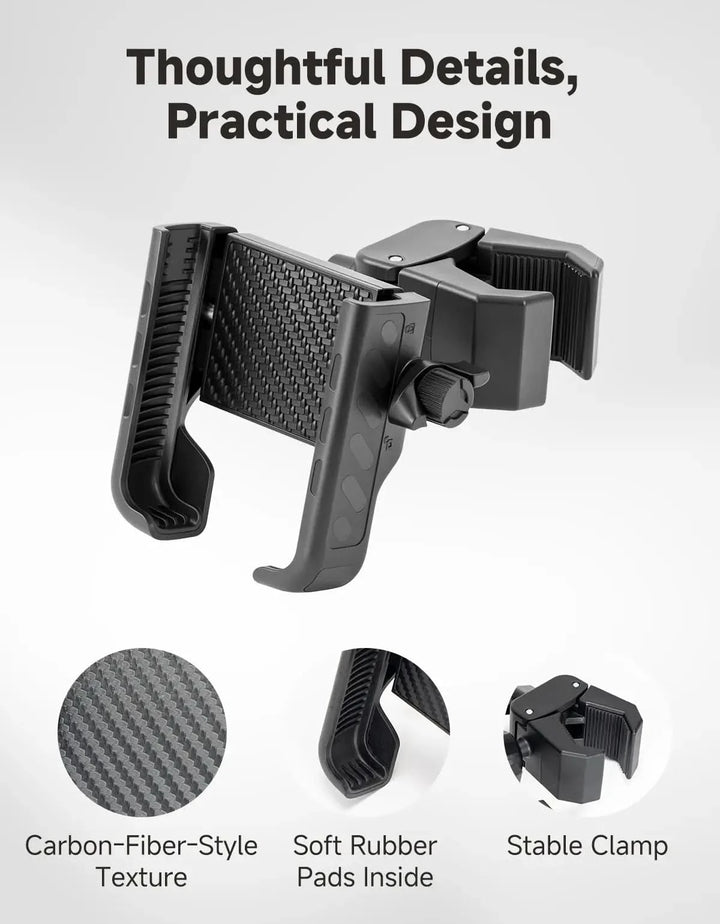Phone Holder with Adjustable Clamp For Golf Push Cart