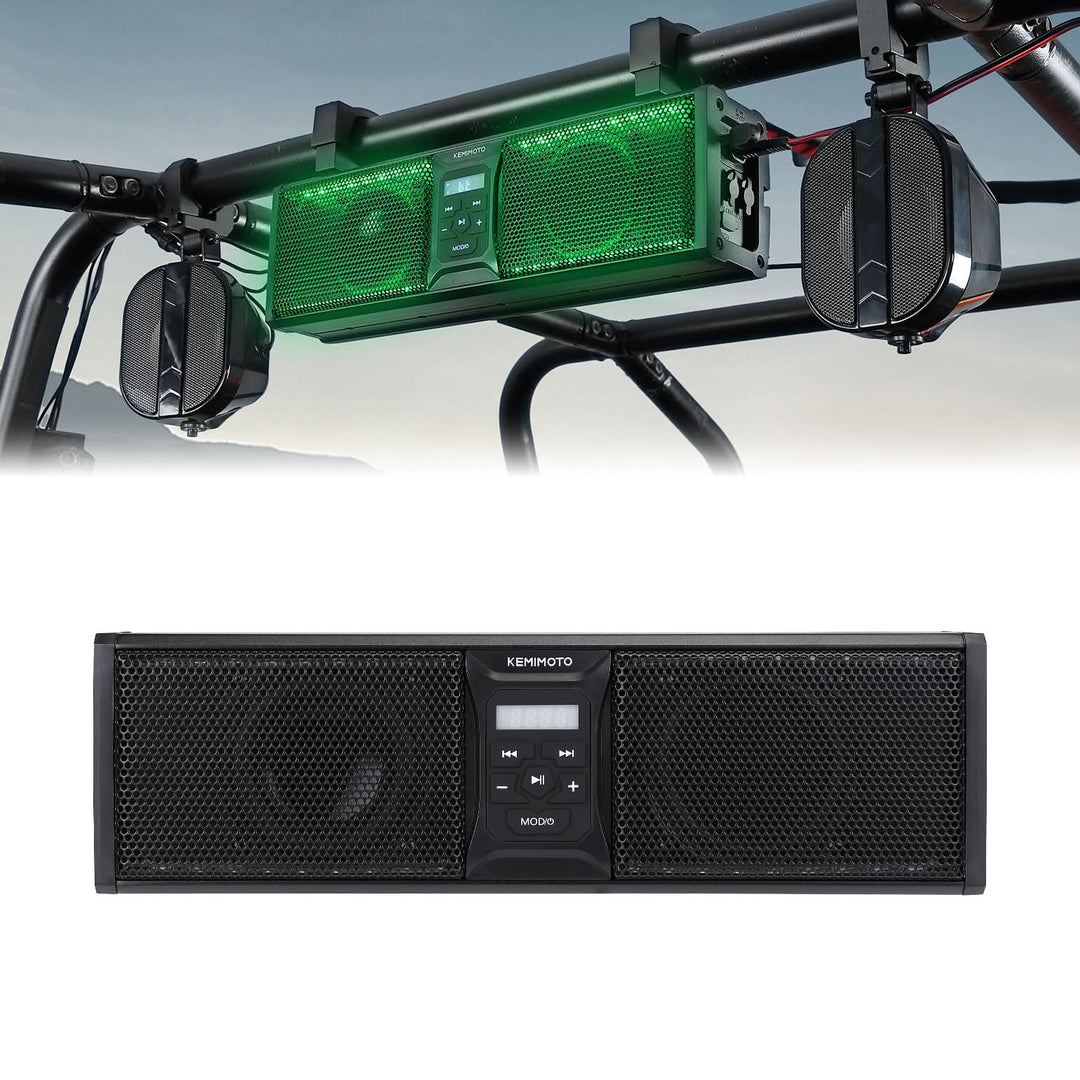 UTV/ATV Universal 17" Bluetooth 2.1CH Sound Bar with RGB Lights - Kemimoto