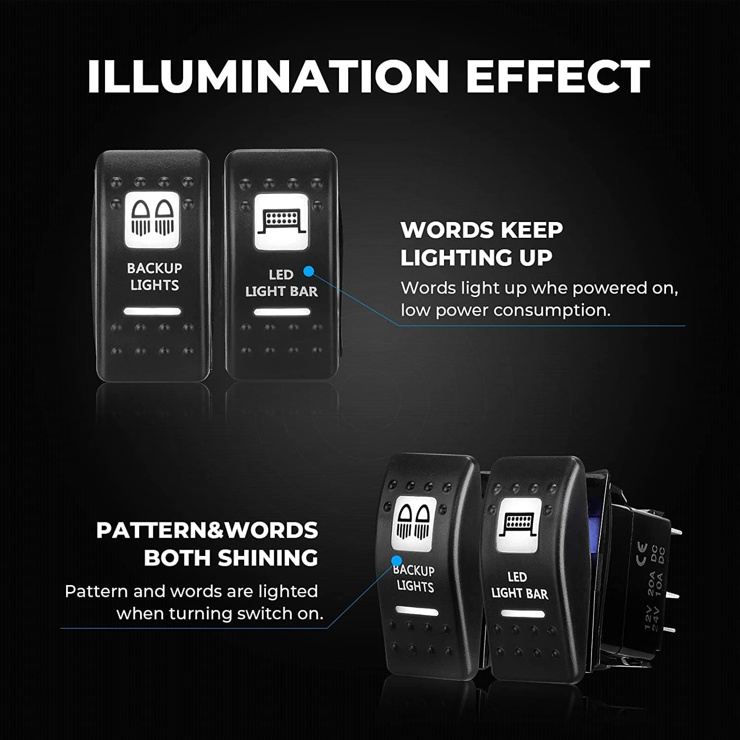 2PCS Whip Light w/RF, APP Control & Flag mount & 12V Switch On-off - Kemimoto