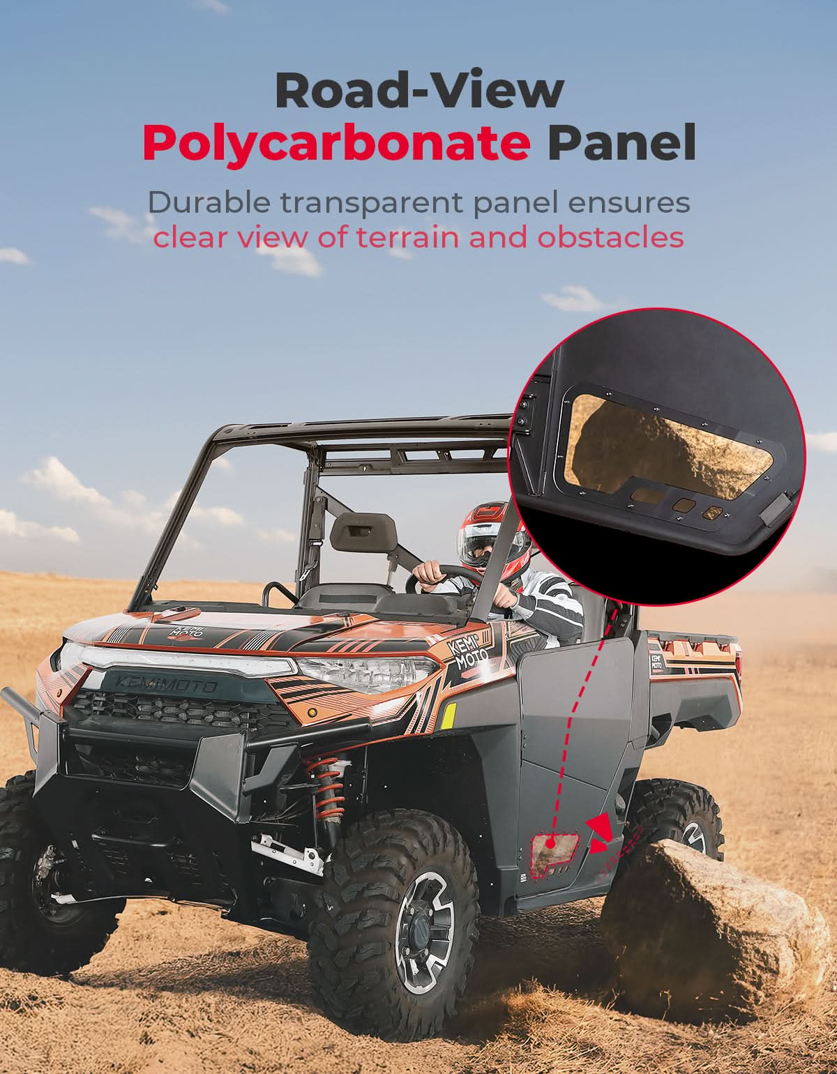 UTV Aluminum Half Door for Ranger XP 1000 2018-2025 - Kemimoto