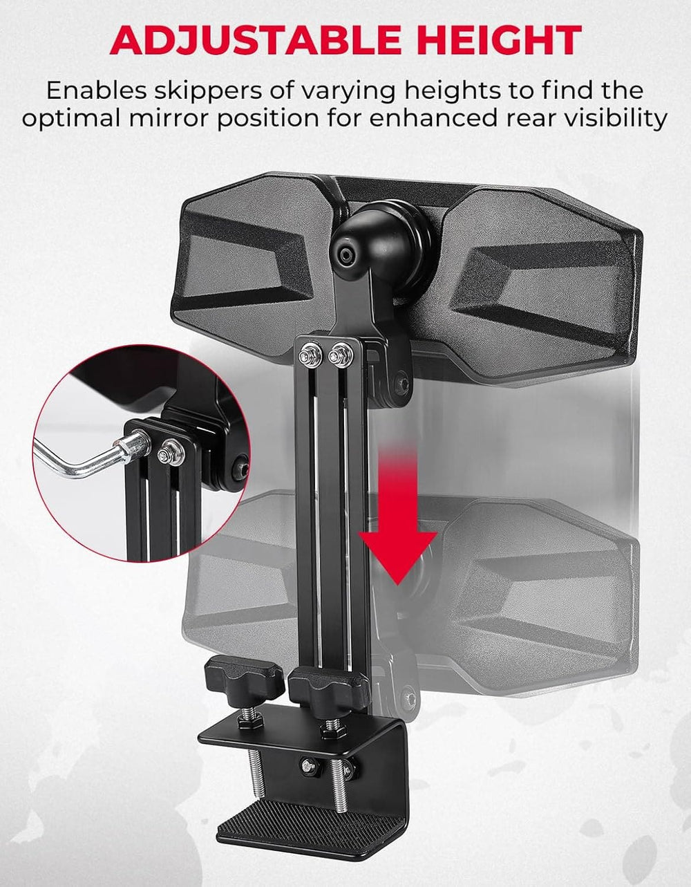 Boat Rear View Mirror 4.5"x8" for Boat Ski Boat Water Skiing Fishing - Kemimoto