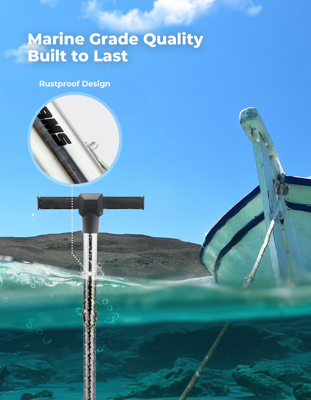 Jet Ski Anchor Shallow Water Anchor Pole for Kayak Pontoon
