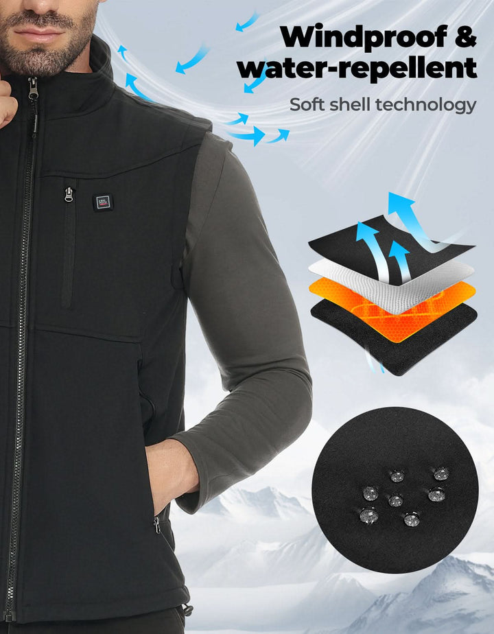Windproof Heated Vest with APP & Remote Control 10000mAh Battery