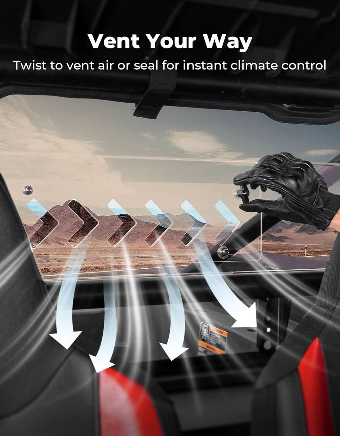 UTV Sliding Vented Tinted Rear Windshield for 2024+ Polaris RZR XP 1000 / RZR XP4 1000 - Kemimoto
