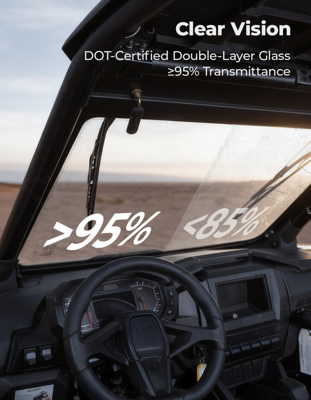 PRO XP Glass Windshield with 2 Manual Wipers for Polaris RZR PRO XP/XP4/PRO S/S4 (2025-2026)