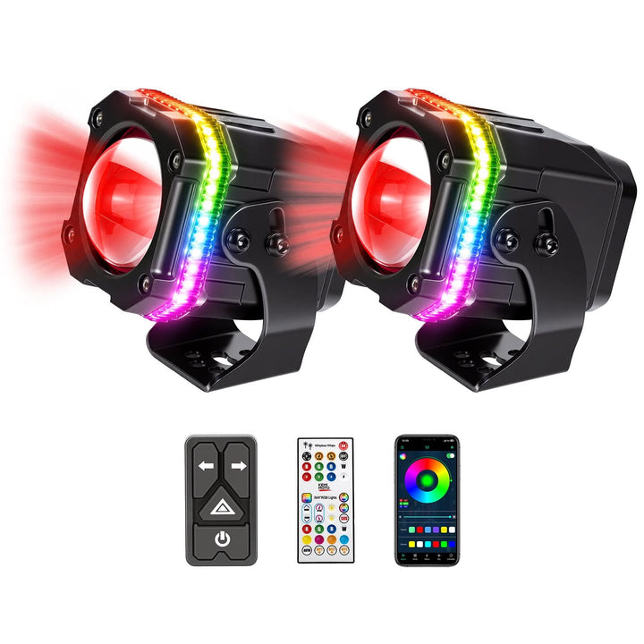 UTV/ATV Universal RGB Whipless LED Whip Lights with Turn Signal - Kemimoto