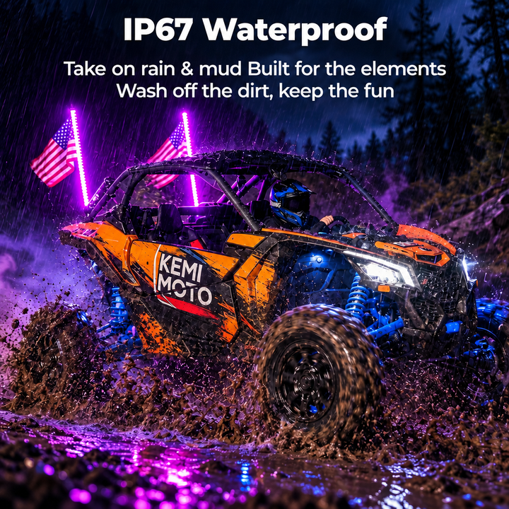 4FT LED Whip Lights & Rock Lights Combo Kit for UTV & ATV