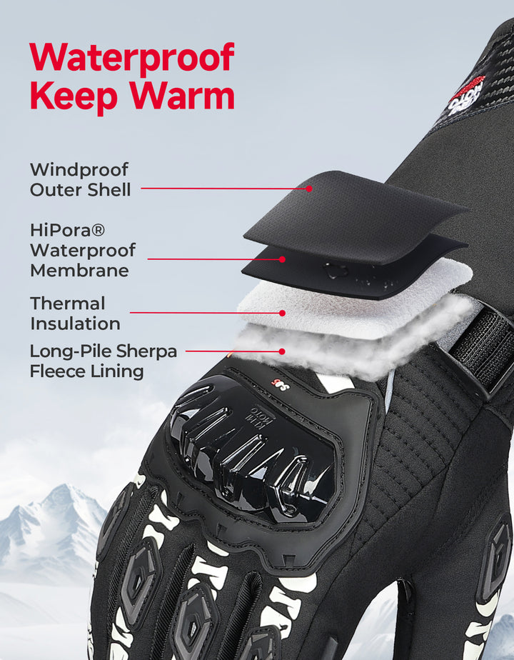 Rainproof Riding Warm Gloves with Touchscreen for Motorcycle Riding