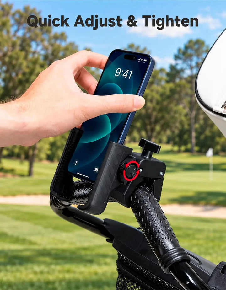 Phone Holder with Adjustable Clamp For Golf Push Cart