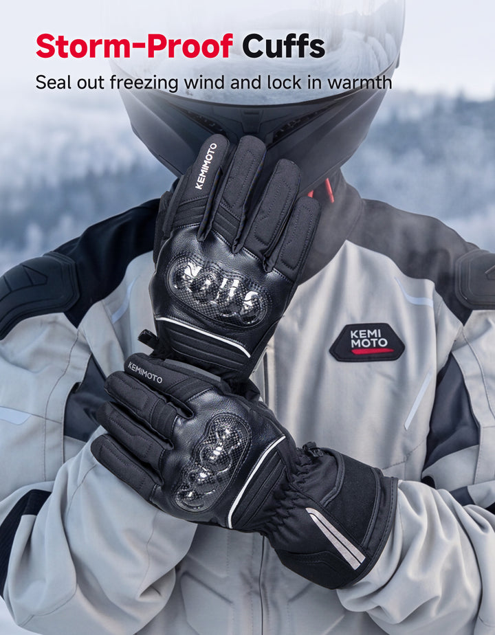 Motorcycle Winter Gloves Men Warm Touchscreen Carbon Fiber Protection