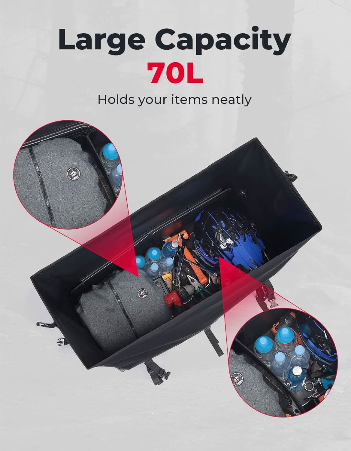 ATV Dry Bag, PVC Universal Storage Bag, 70L Waterproof - Kemimoto