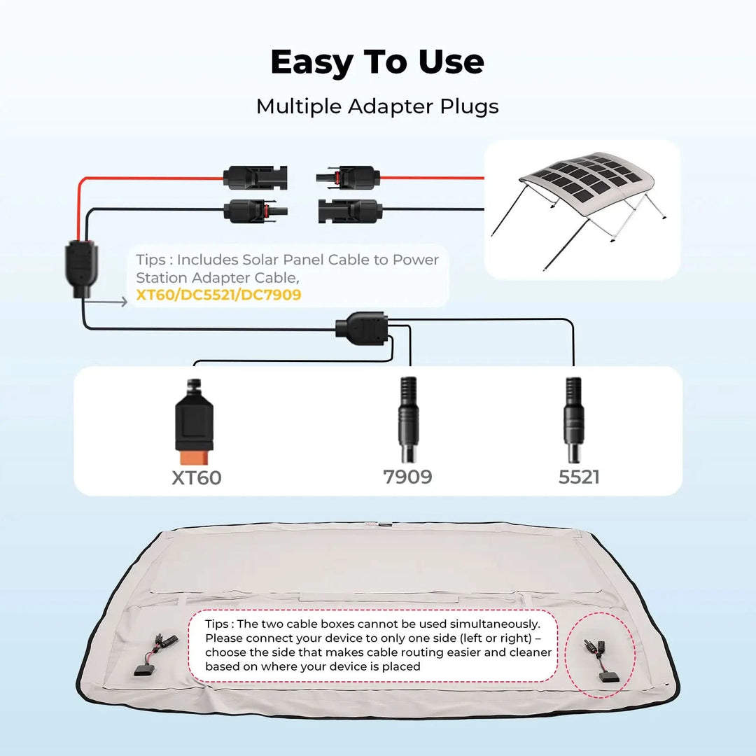 BougeRV 200W N-Type Solar Bimini Top for Boats