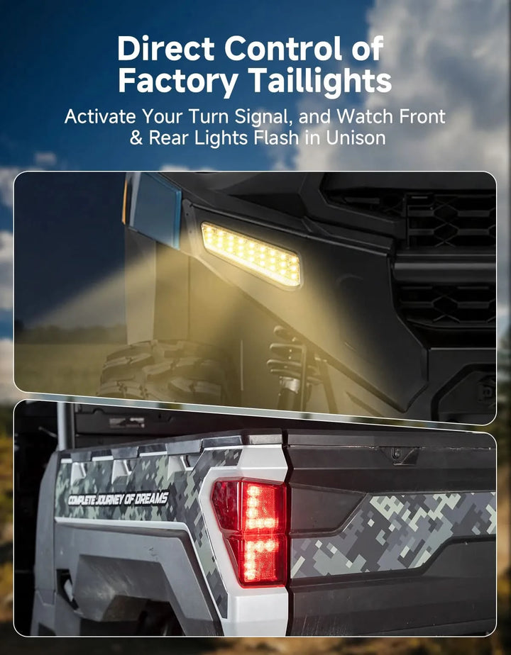 UTV Turn Signal Kit with Dash Indicator and Brake Light for Polaris Ranger 1000 XP / Crew 2025-2027