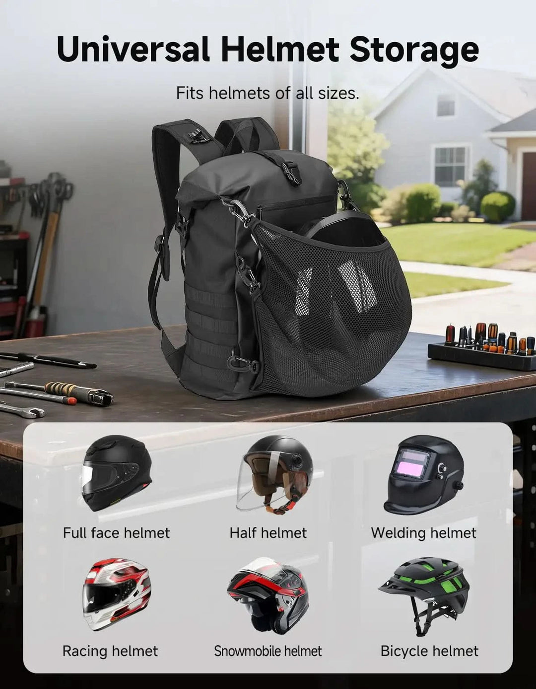 21-30L Waterproof Dry Bag Helmet Backpack，Motorcycle Backpack