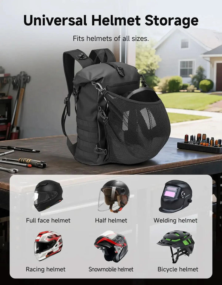 21-30L Waterproof Dry Bag Helmet Backpack，Motorcycle Backpack
