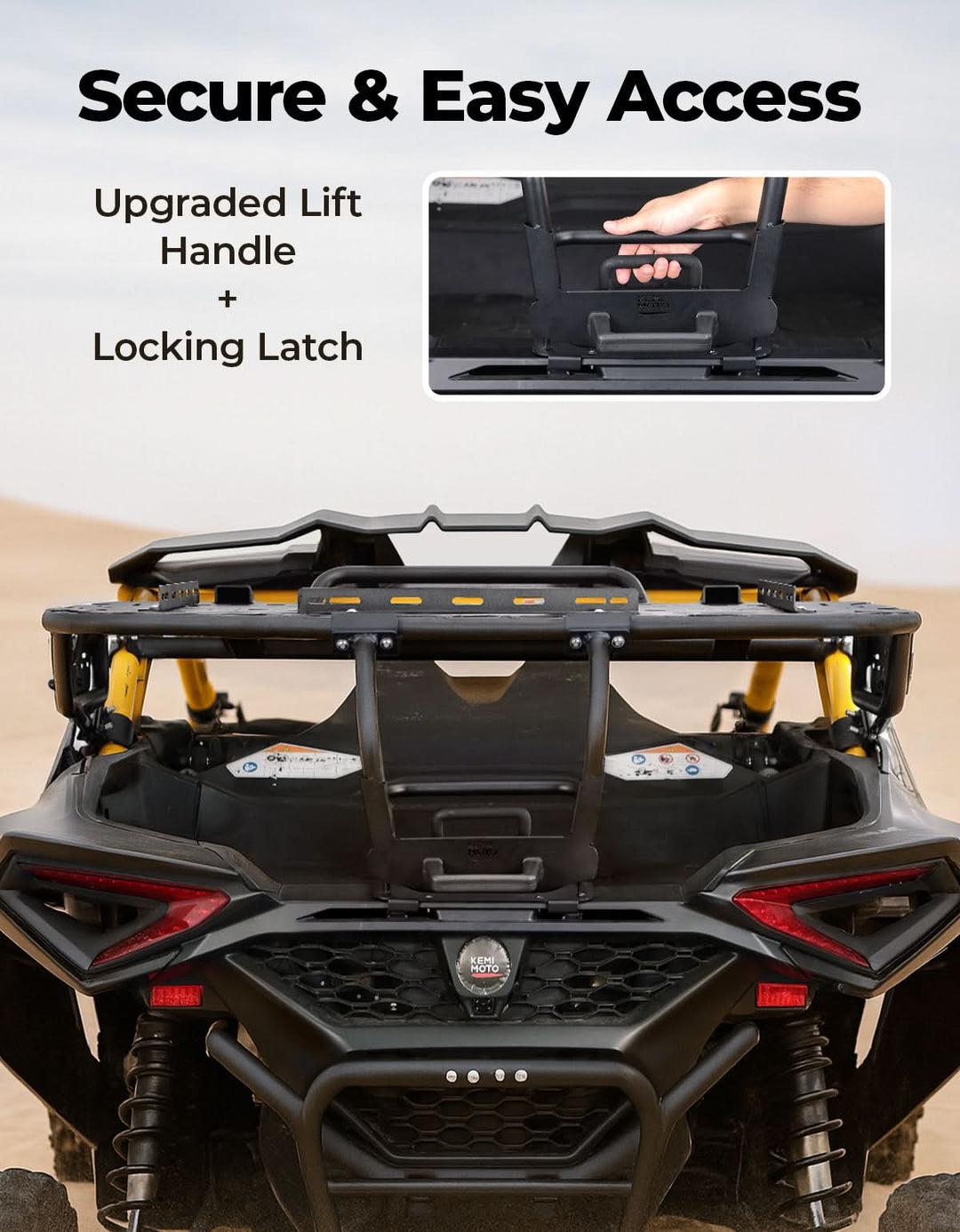 Rear Spare Tire Carrier & Cargo Rack for Can-Am Maverick R 2024+ – Heavy-Duty UTV Bed Storage Accessory - Kemimoto