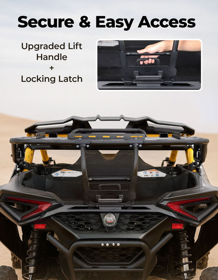 Rear Spare Tire Carrier & Cargo Rack for Can-Am Maverick R 2024+ – Heavy-Duty UTV Bed Storage Accessory - Kemimoto