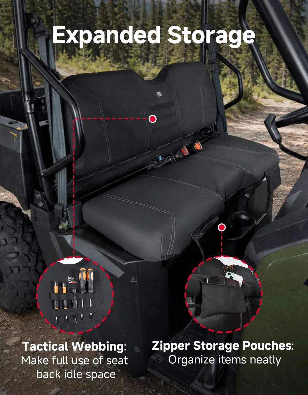 UTV Seat Covers with Storage Pockets for Polaris Ranger 500 2026+