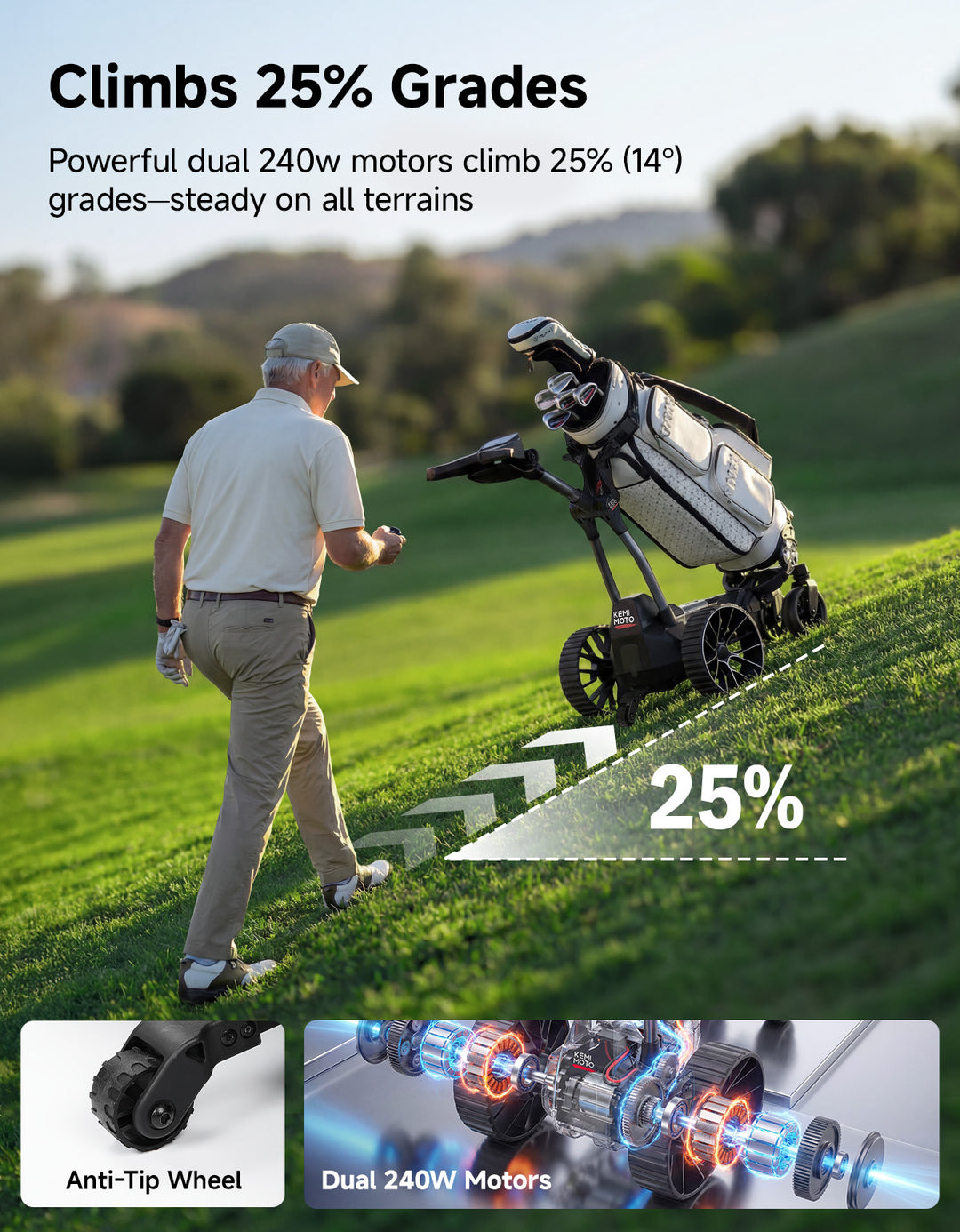 Electric Golf Push Cart with Remote Control, 36 Hole