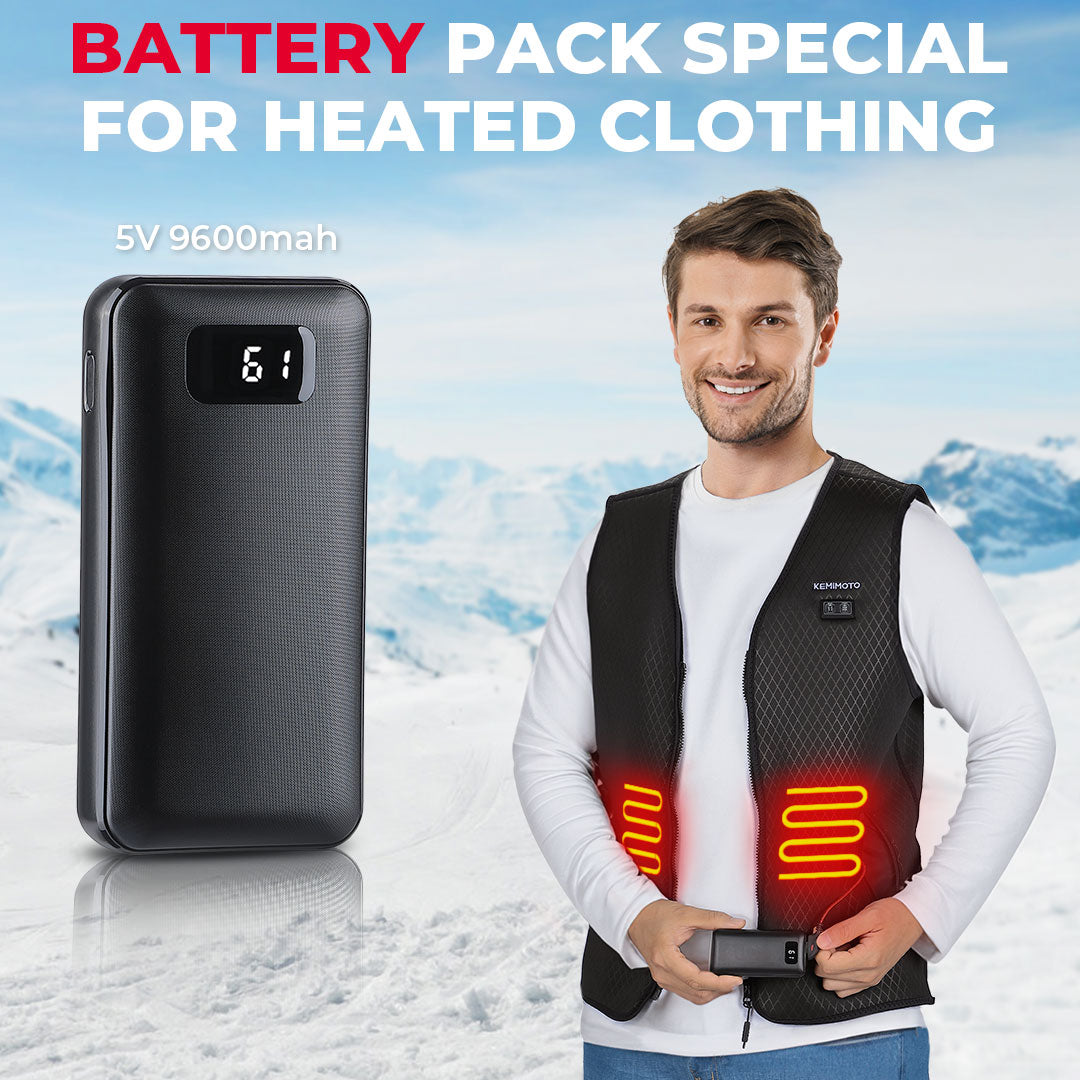 5V 9600mah Battery Pack for Heated Vests - Kemimoto