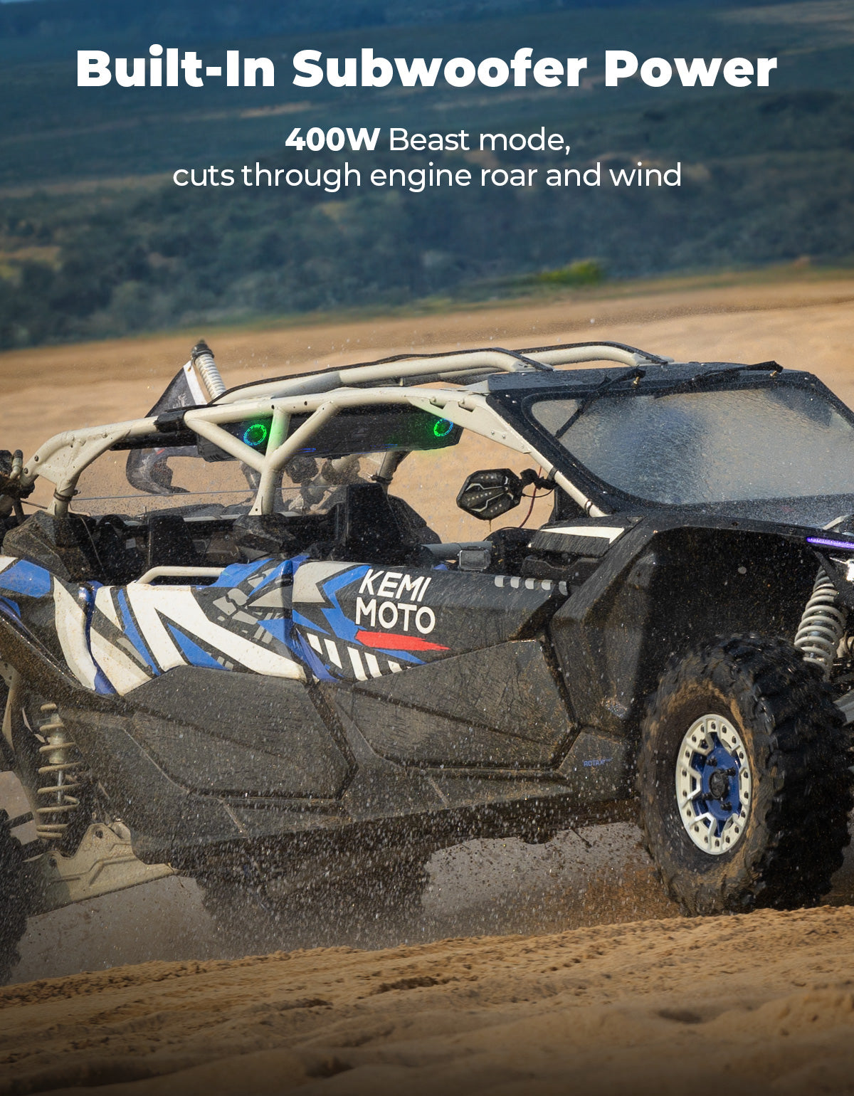 Midnight 90 Roof 34 Inch Soundbar For Can-Am Polaris UTV Bluetooth Speaker Fits 1.45–2