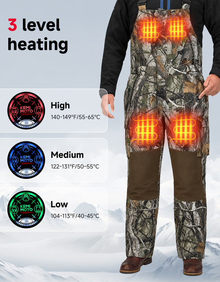 Men’s Heated Hunting Bibs – 30s Fast Heating, 10000mAh Battery