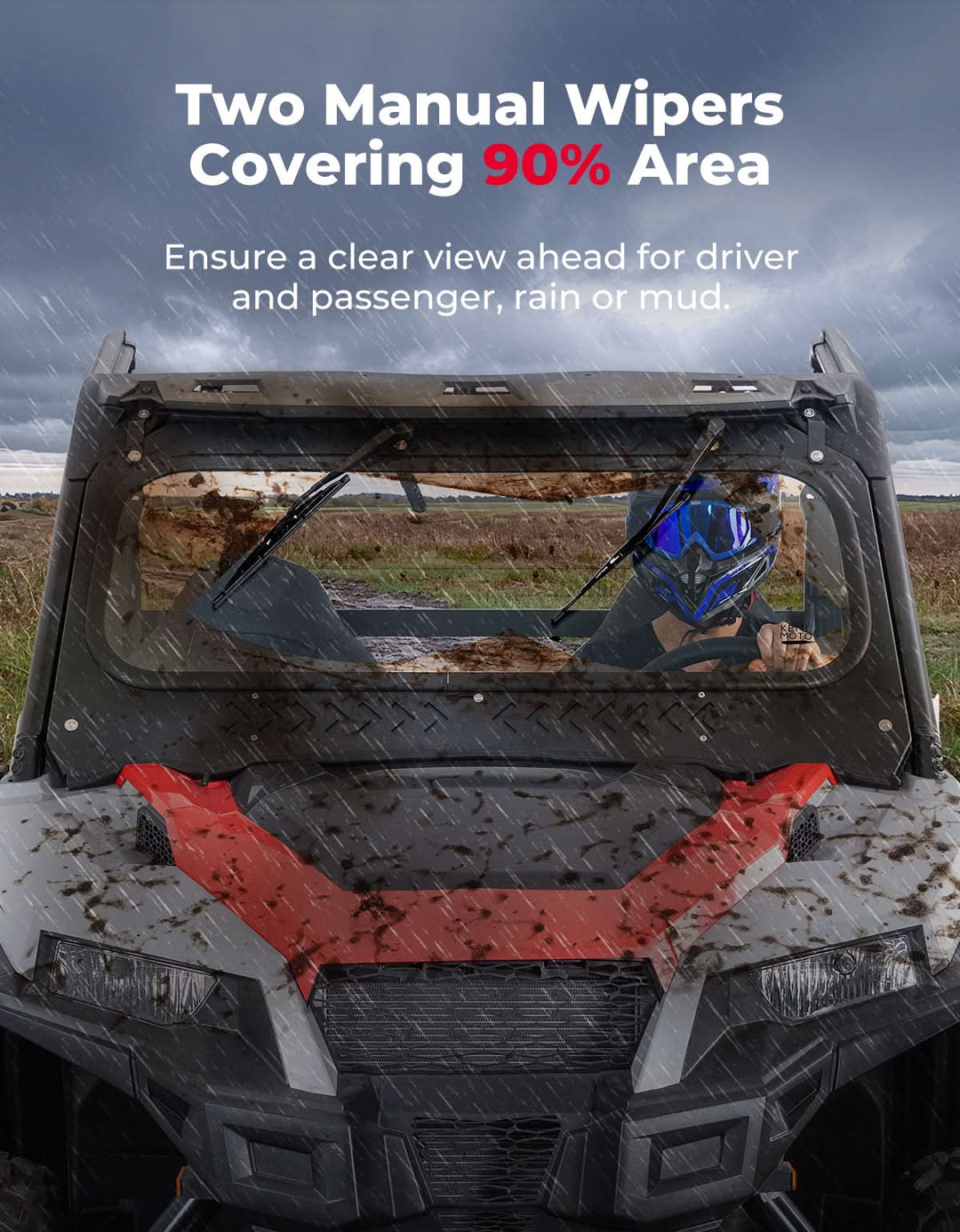 UTV Glass Windshield Front Windshield for Polaris General 1000, XP 1000, 4 1000 - Kemimoto