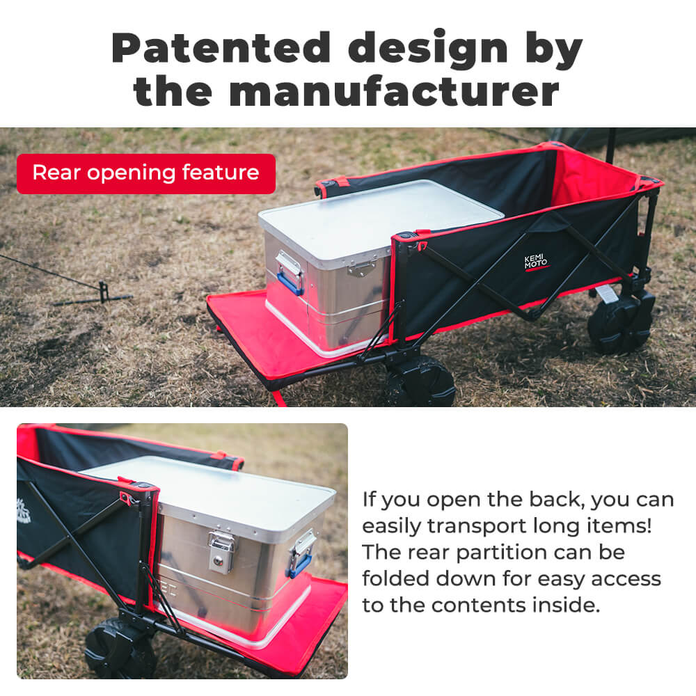 Collapsible Folding Outdoor Utility Wagon, Black - Kemimoto