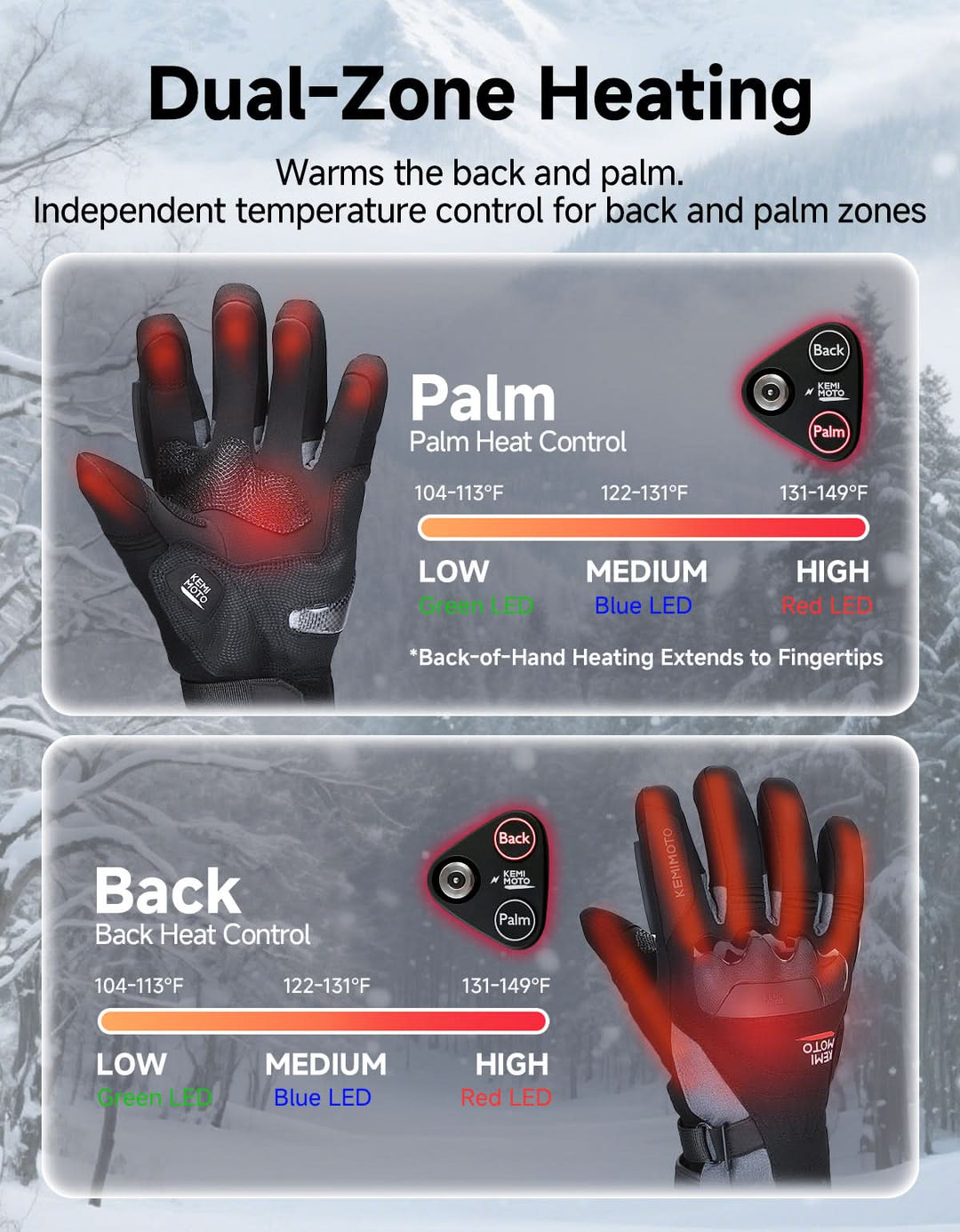 Waterproof Protection Dual-Zone Heated ADV Riding Gloves