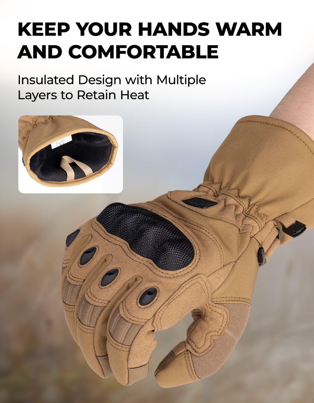 Men’s Tactical Gloves Winter Warm Touchscreen Motorcycle Riding Gloves - Kemimoto