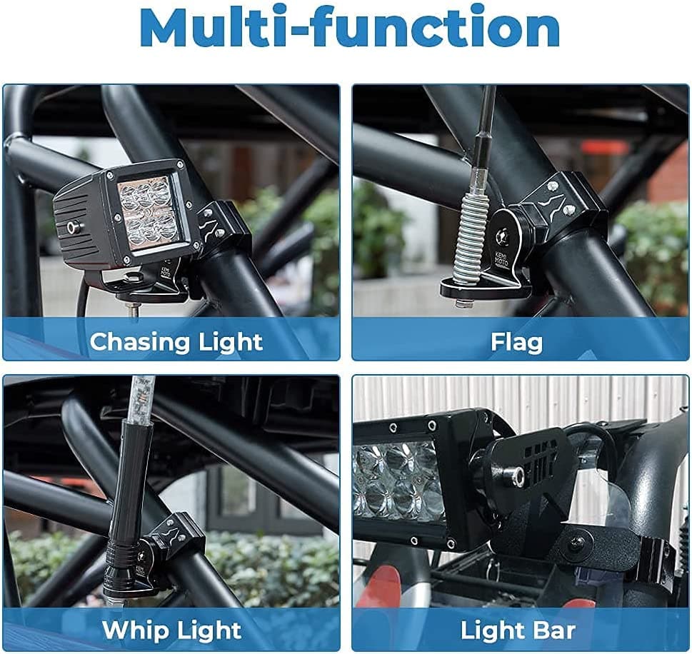 Spiral Whip Light Set, 2PCS Whip Light & Flag mount & 12V Switch On-off - Kemimoto