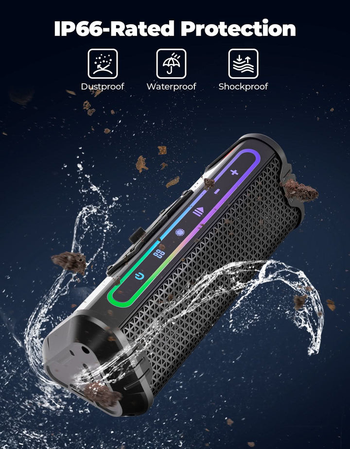 Motorcycle Bluetooth Speakers Waterproof ATV Sound Bar with AUX USB and RGB Lighting - Kemimoto