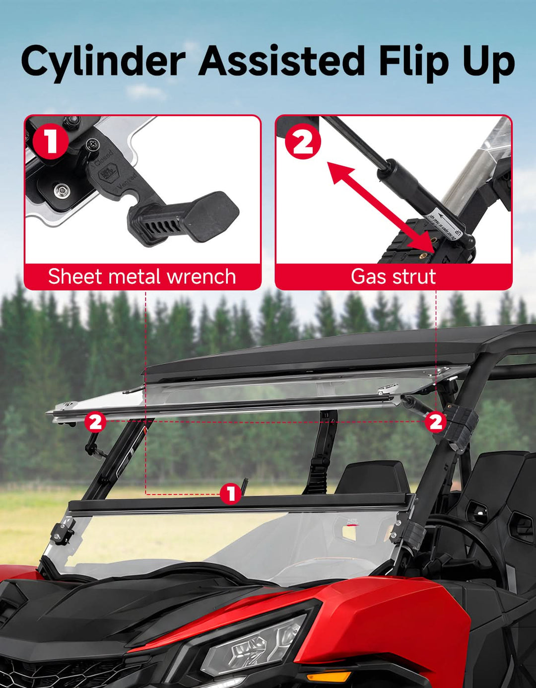 3-in-1 Flip Windshield For Can-Am Commander (2011–2020)
