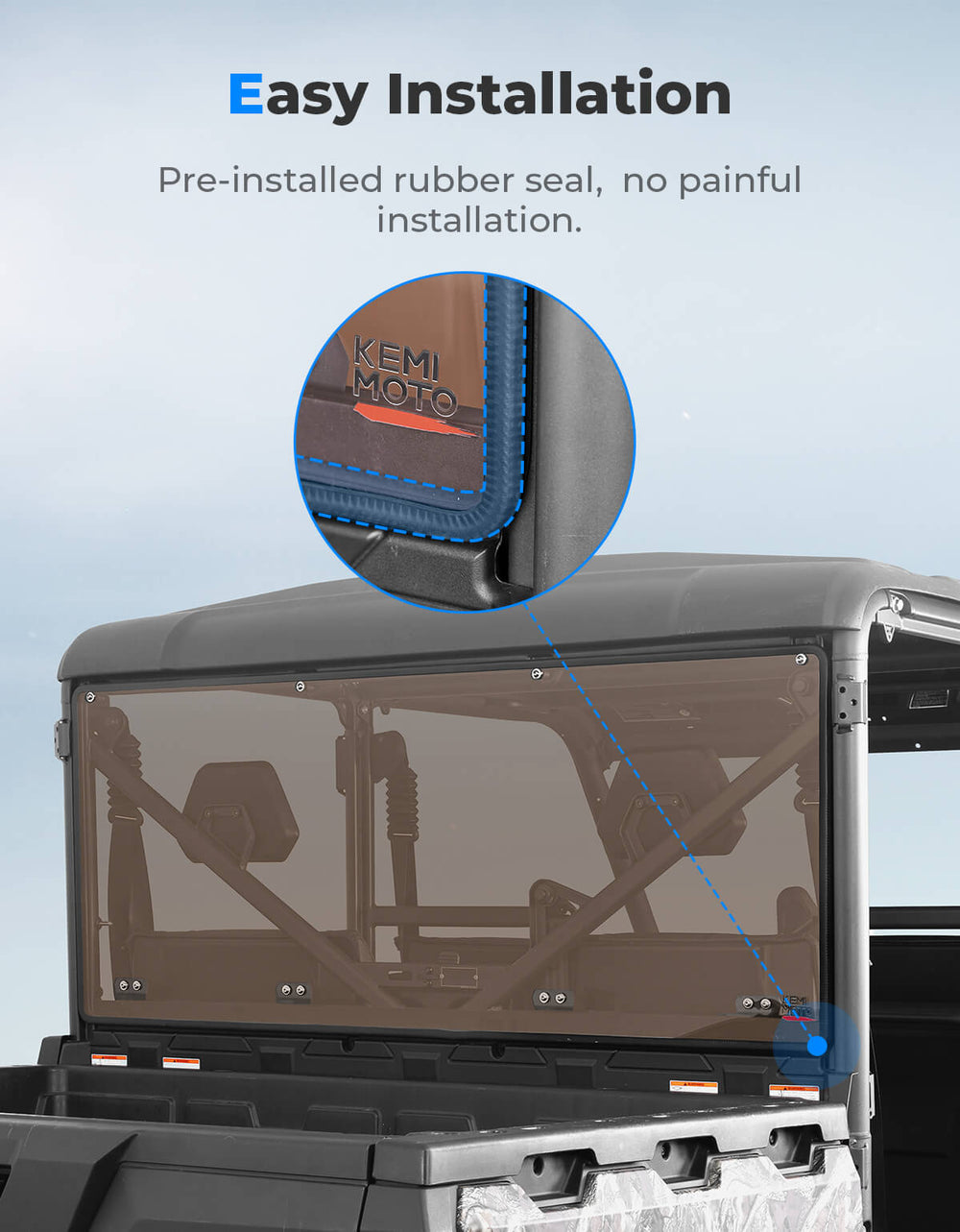 Tinted Rear Windshield UV-Resistant for CFMOTO UFORCE 1000/1000XL - Kemimoto