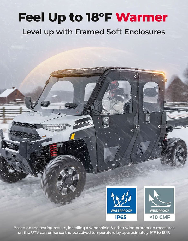 UTV Doors With Steel Frame for Polaris Ranger CREW XP 1000 2018-2025