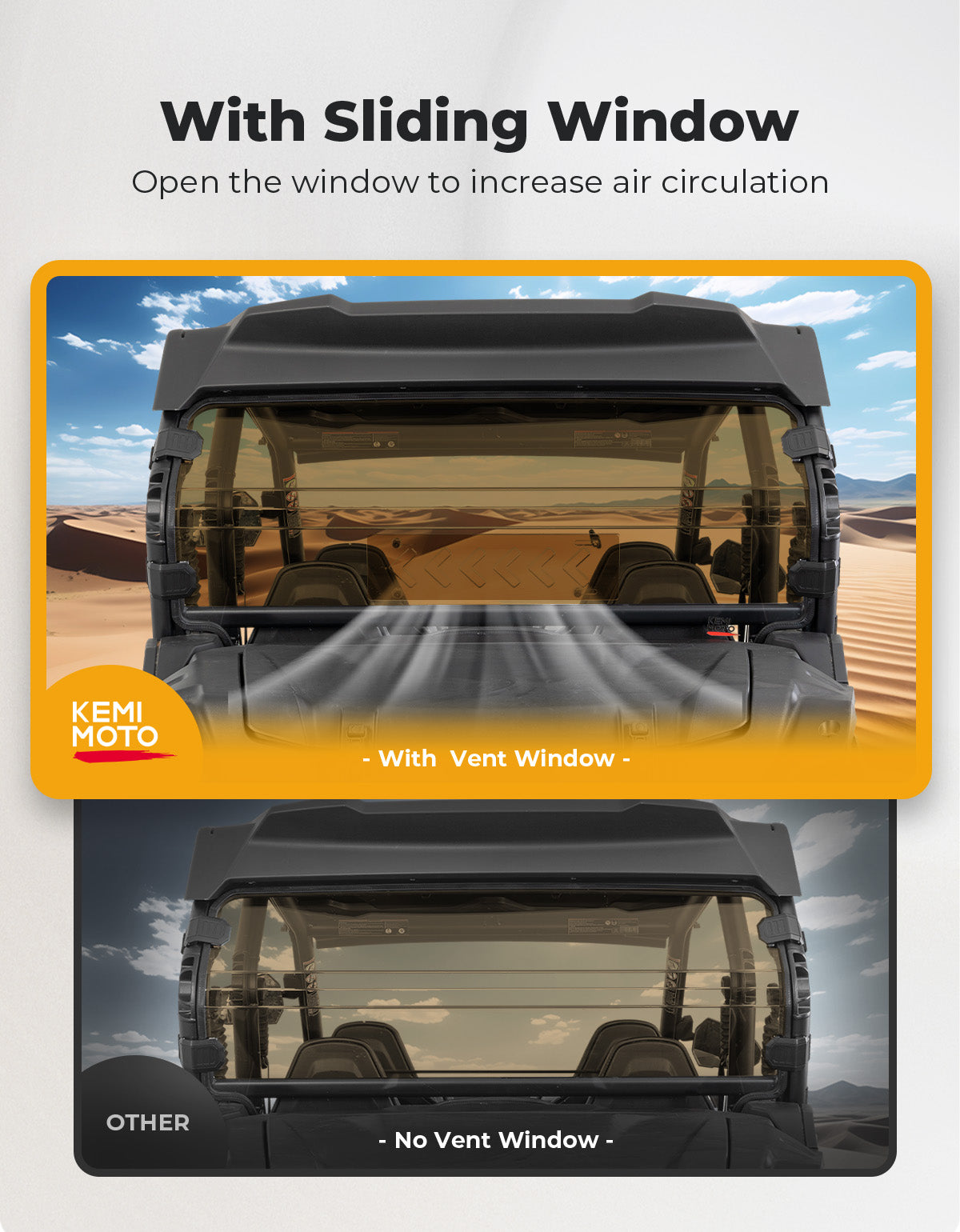 Tinted Rear Windshield w/Sliding Window for 2023+ CFMOTO ZForce 950 Sport | 800 Trail - Kemimoto