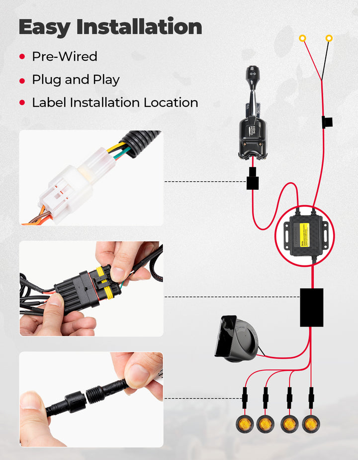 UTV/ATV Universal Turn Signal Kit with Column Switch & Horn - Kemimoto
